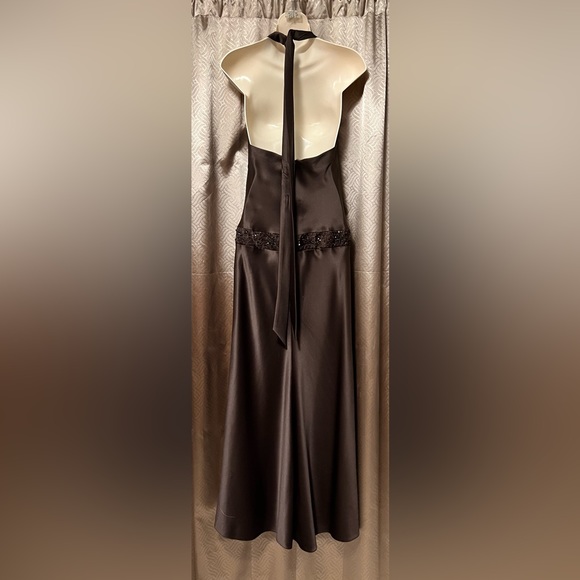 Brown Satin Dress with Beading - Picture 2 of 4